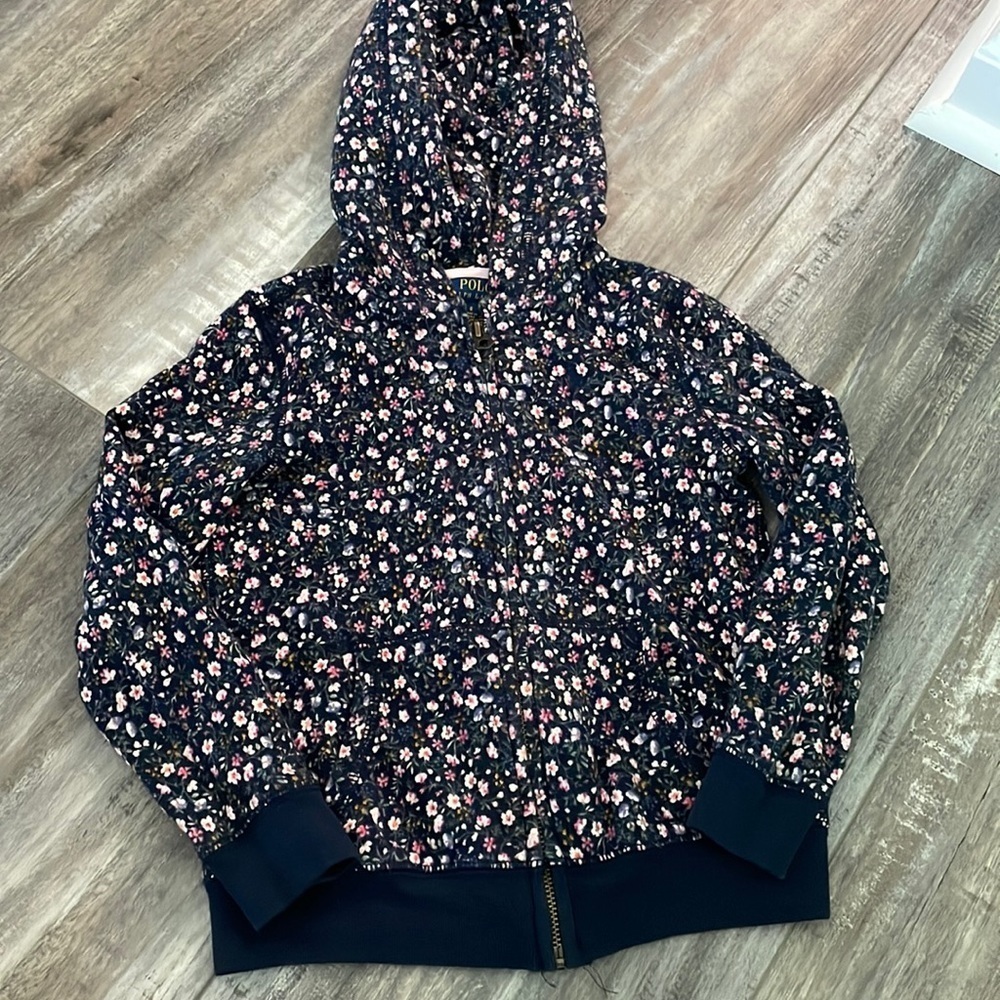 Polo navy floral sweatshirt jacket size 6